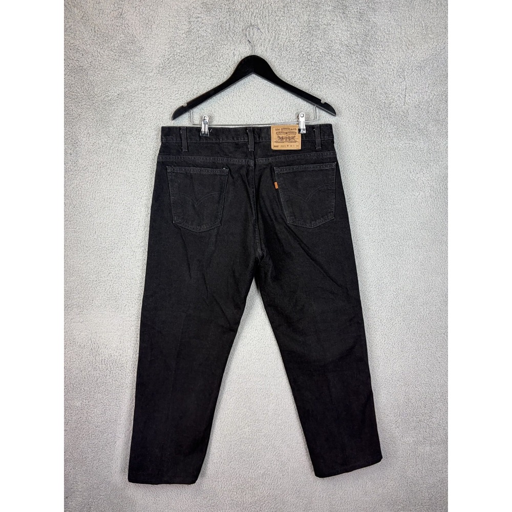 VTG Levis 505 Jeans Mens 38x34 Black Dark Wash Regular Straight Denim Made USA